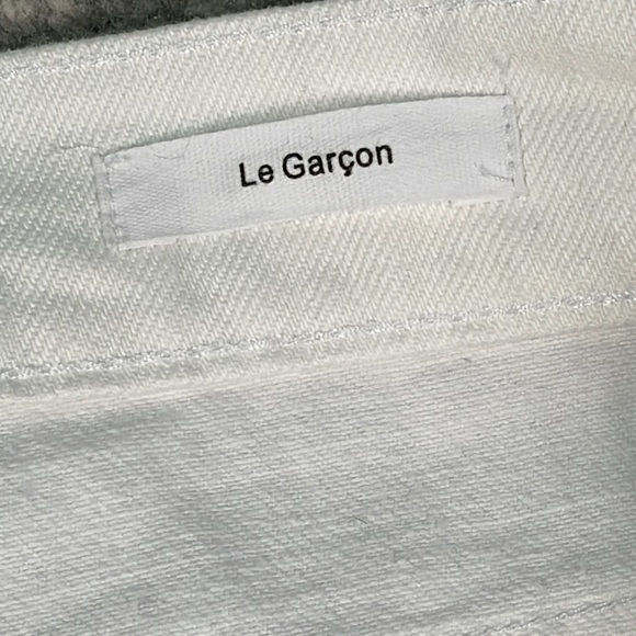 Frame Le Garcon Distressed Rolled Cuff Straight Jeans in White Mid Rise Sz 29 - Picture 11 of 15